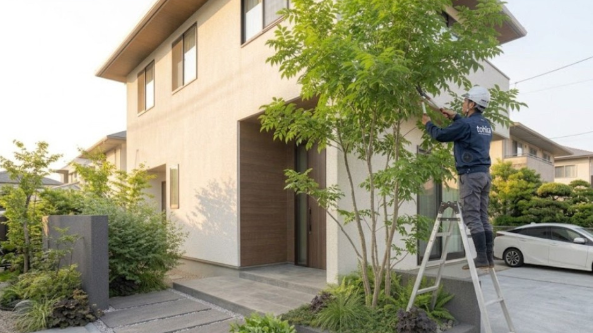 住宅外構に合う常緑シンボルツリーのイメージ